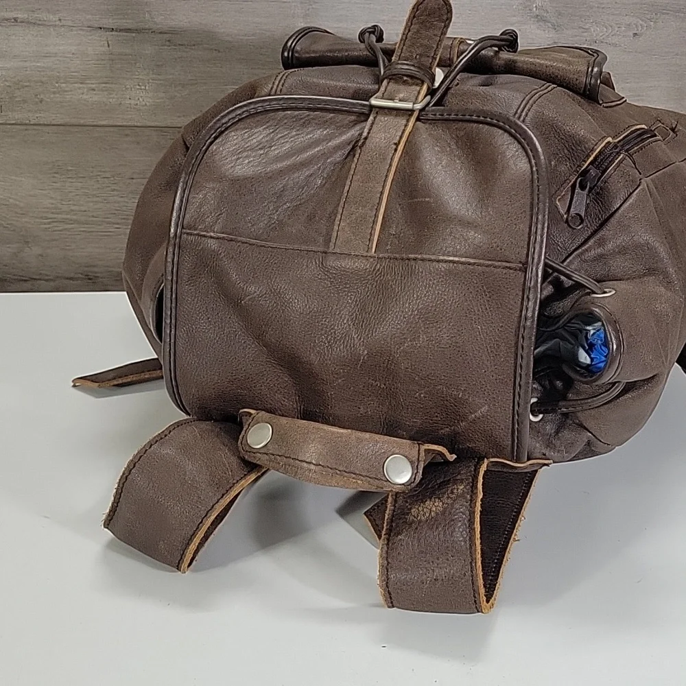 Vintage Brown Leather Rucksack Backpack